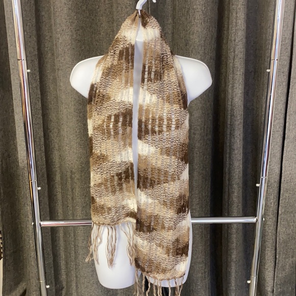 Alpaca Genuino Peruvian scarf. Brown and white - Picture 1 of 4